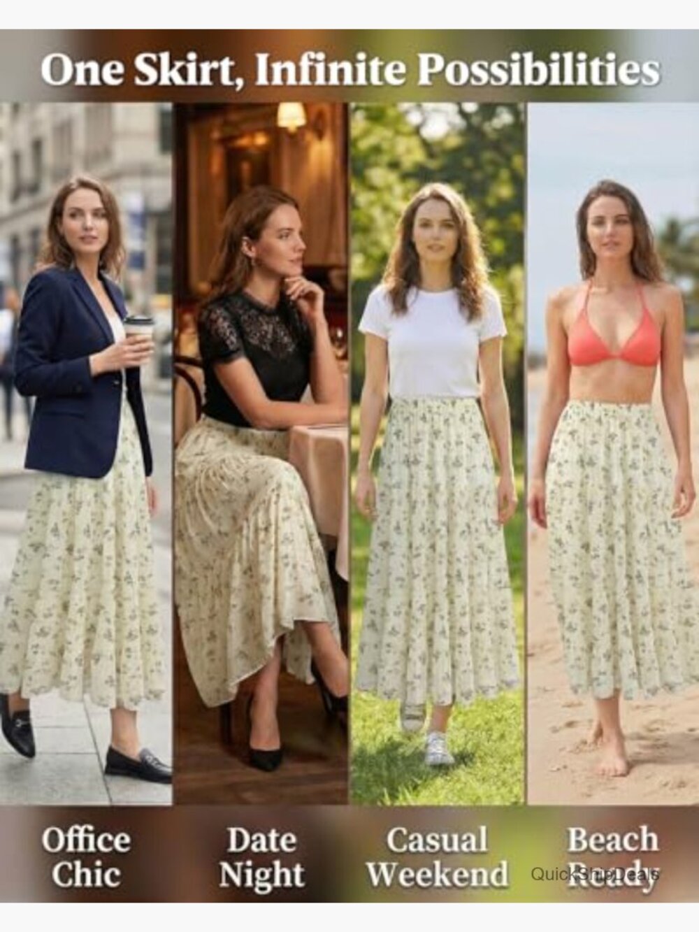 Chiffon Pleated Maxi Skirt High Waisted Flowy Long Skirt with Lining Boho - Picture 7 of 7